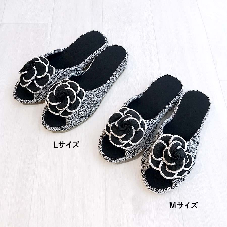 MLサイズ対応 カメリアスリッパ 4cmヒール