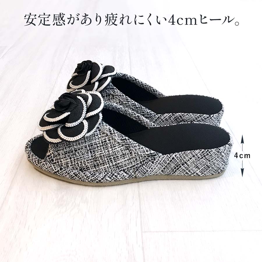 MLサイズ対応 カメリアスリッパ 4cmヒール