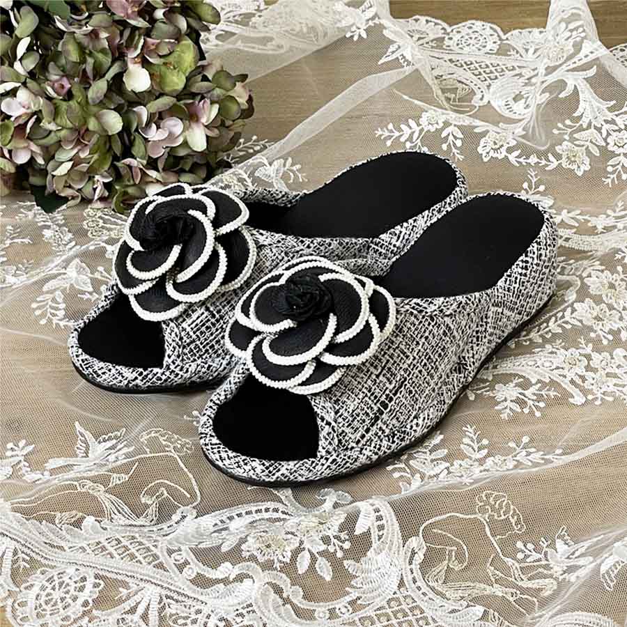 MLサイズ対応 カメリアスリッパ 4cmヒール