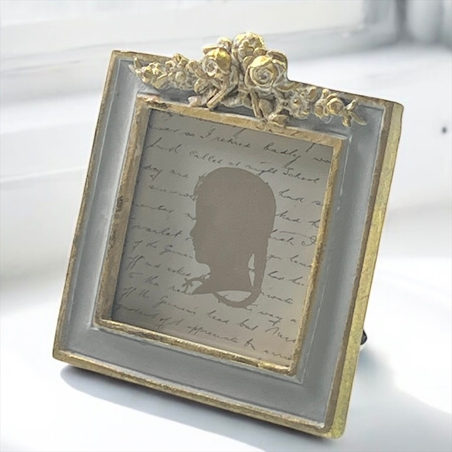 ミニローズフレーム 写真立て グレー 正方形 