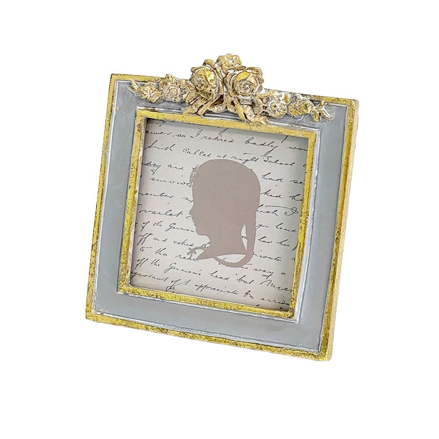 ミニローズフレーム 写真立て グレー 正方形 