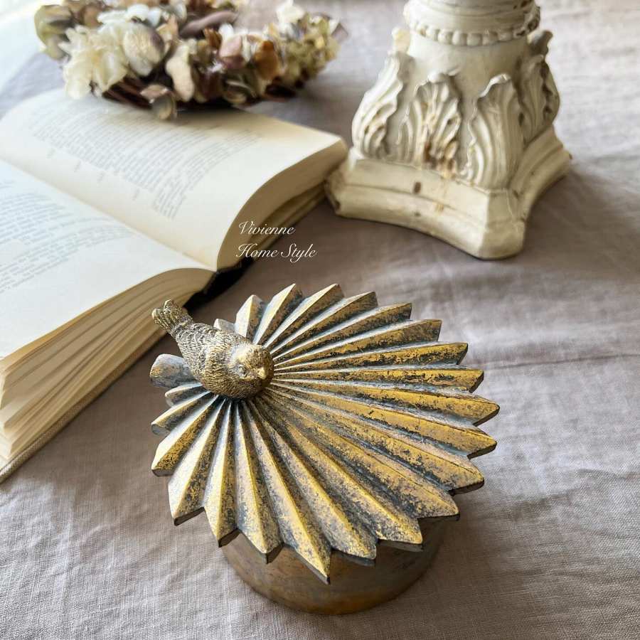 クラシック 小物入れ バード ふた付き 蓋付き ディスプレイ カフェ レストラン 店舗 置物 置き物 お菓子入れ アクセサリー入れ 宝物入れ