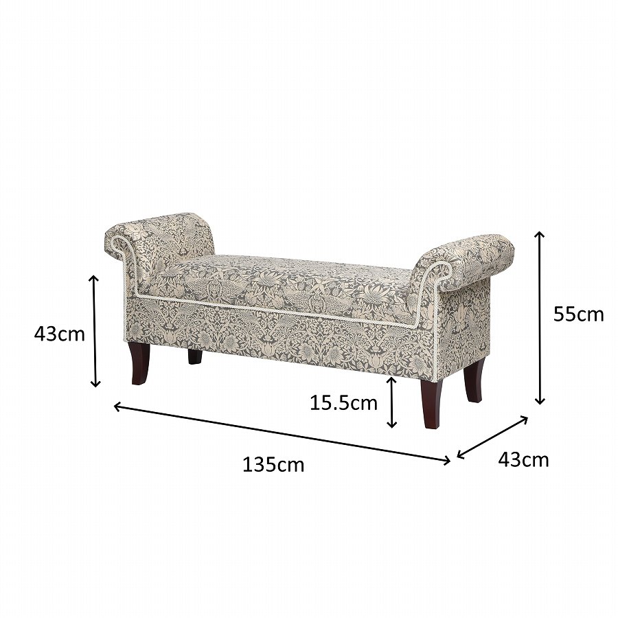 ジェニファーテイラー ロールアームベンチ Strawberry Thieif GR いちご泥棒 グレー 33031RB-VI04