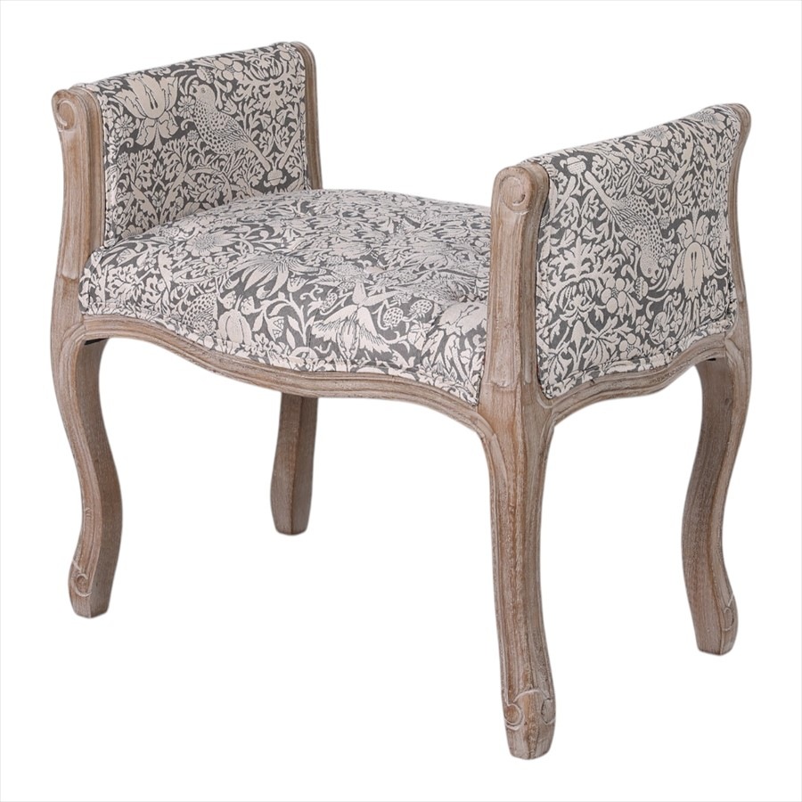 ボタン留め スツール いちご泥棒グレー