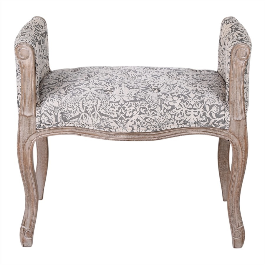 ボタン留め スツール いちご泥棒グレー