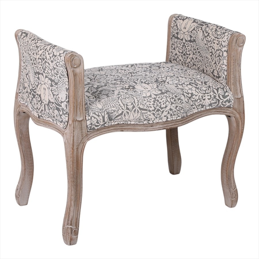 ボタン留め スツール いちご泥棒グレー