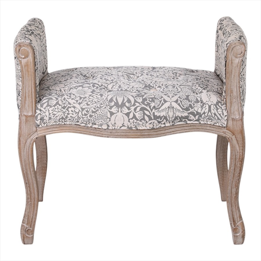 ボタン留め スツール いちご泥棒グレー