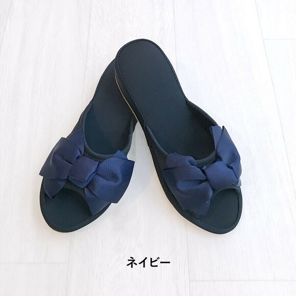6色展開 2サイズ 美脚リボンスリッパ 4cmヒール