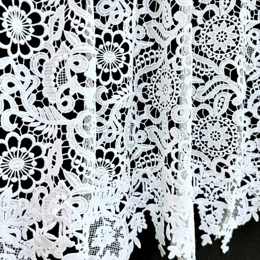 2サイズ展開 Fee blanche カフェカーテン 高さ90x幅120cm オフホワイト