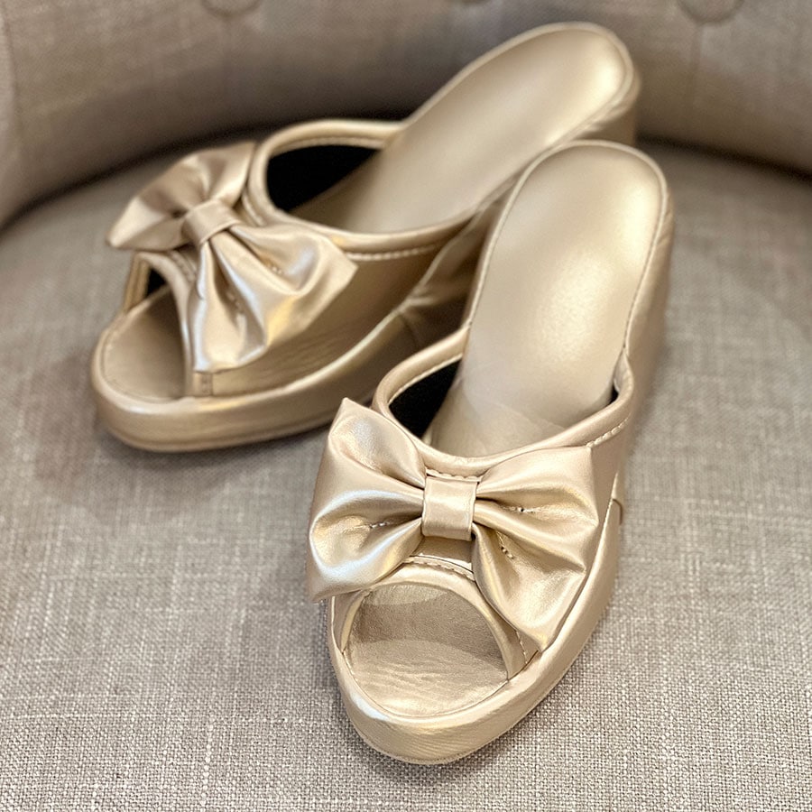 ヒールスリッパ ゴールド 送料無料 8cm ヒール スリッパ 厚底