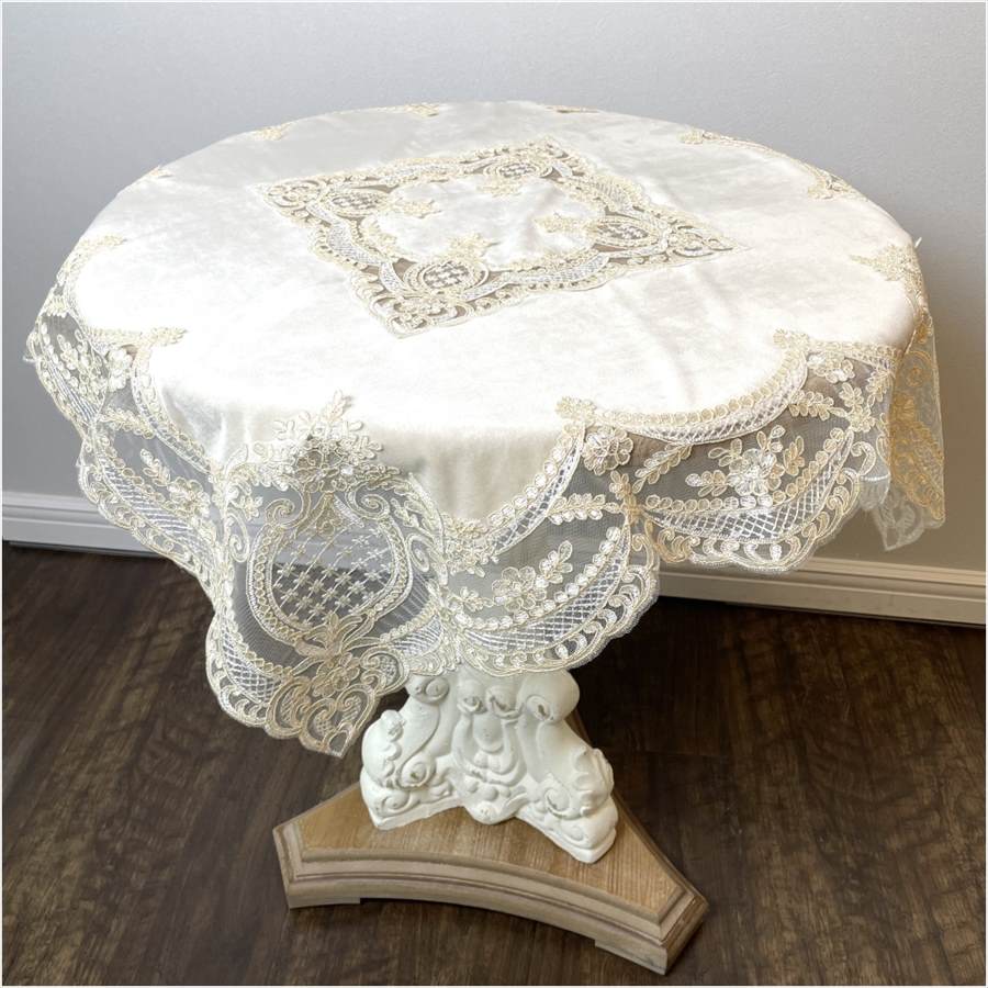 テーブルクロス 85×85cm イタリアンレース クラシック おしゃれ 姫系 可愛い プリンセス ロココ調 アンティーク調