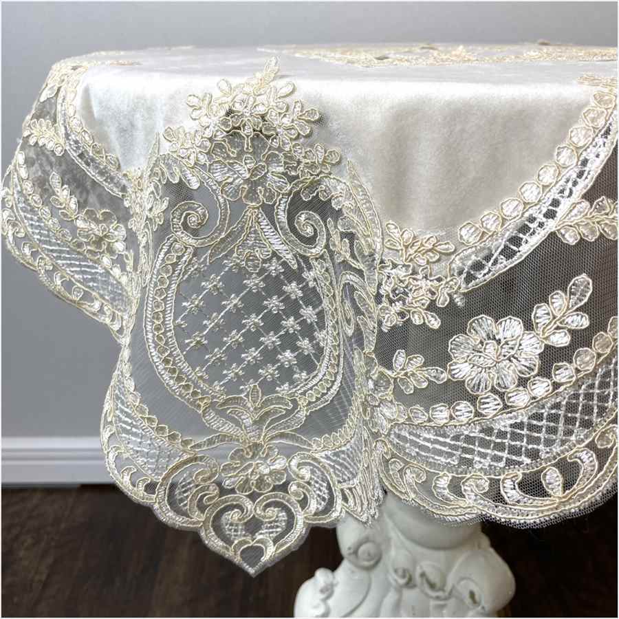 テーブルクロス 85×85cm イタリアンレース クラシック おしゃれ 姫系 可愛い プリンセス ロココ調 アンティーク調