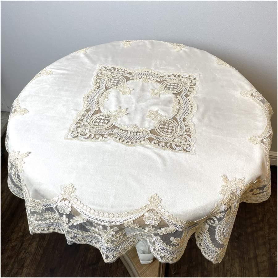テーブルクロス 85×85cm イタリアンレース クラシック おしゃれ 姫系 可愛い プリンセス ロココ調 アンティーク調