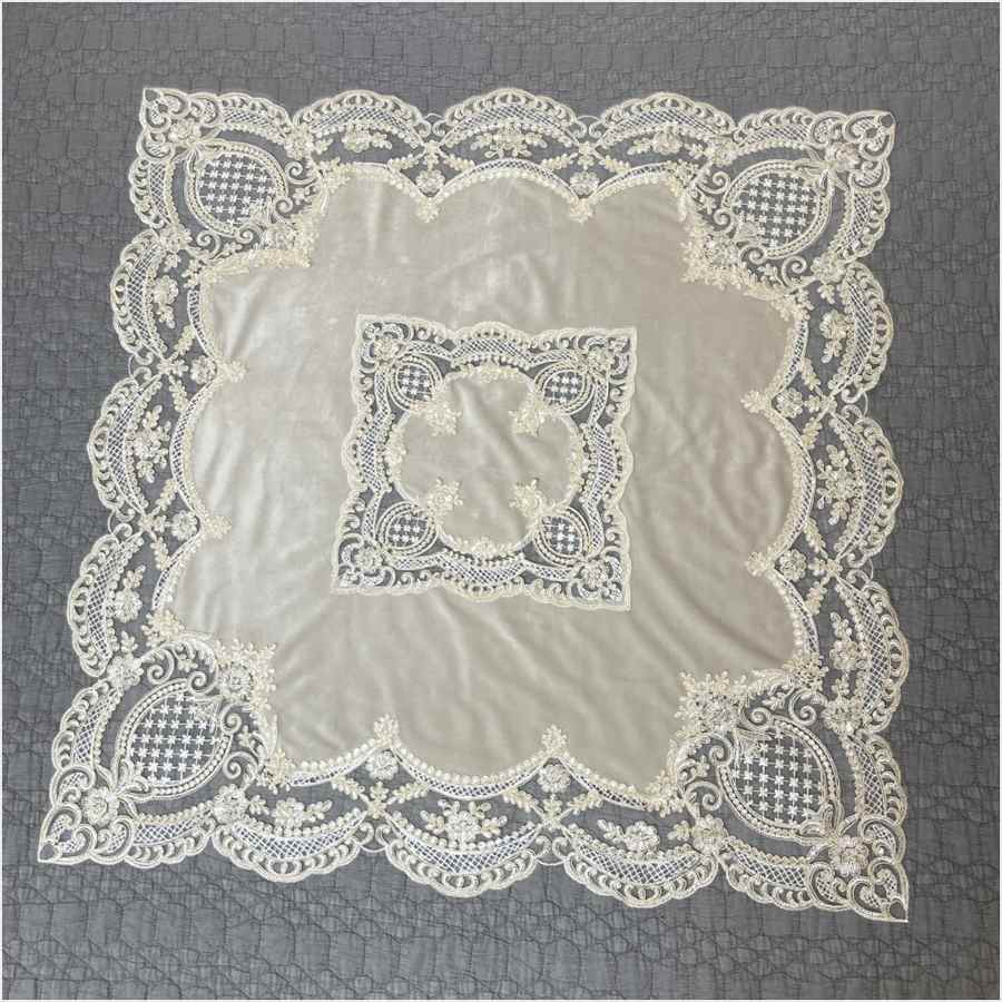 テーブルクロス 85×85cm イタリアンレース クラシック おしゃれ 姫系 可愛い プリンセス ロココ調 アンティーク調