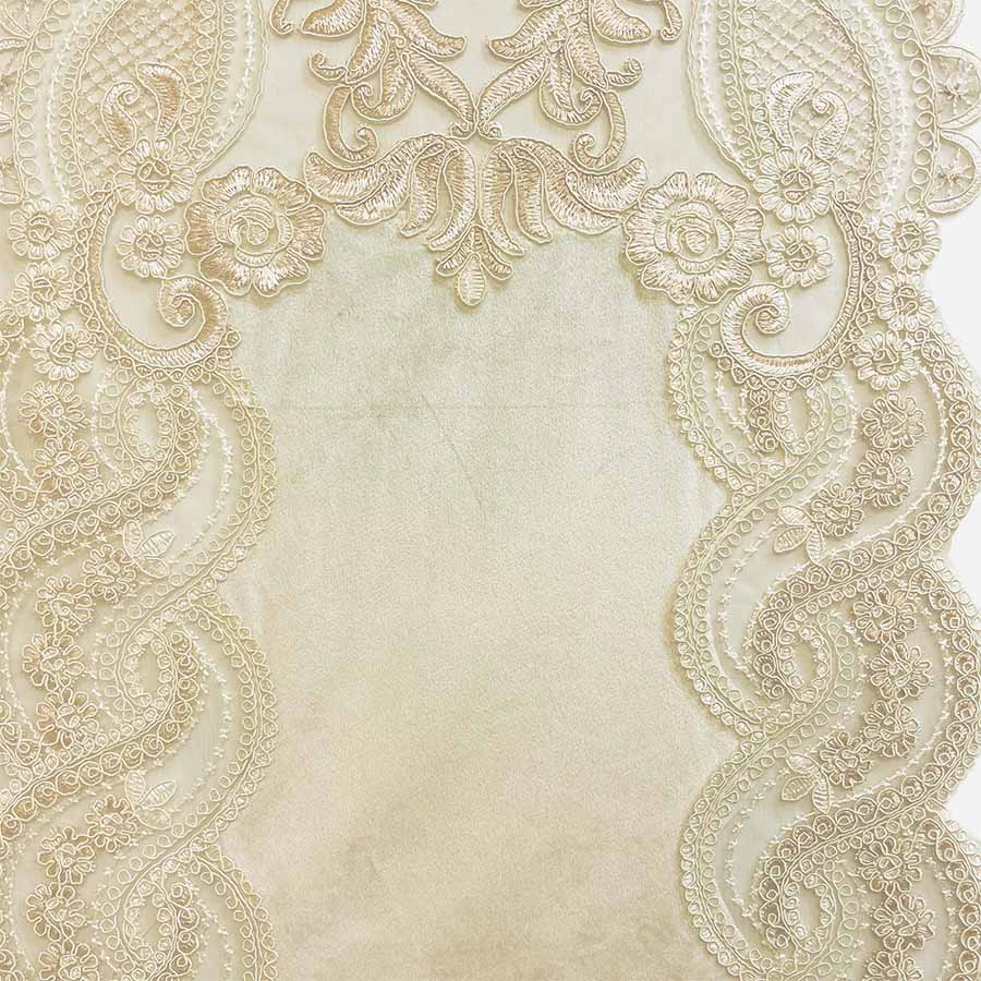 テーブルランナー 43×154cm レース×ベロア