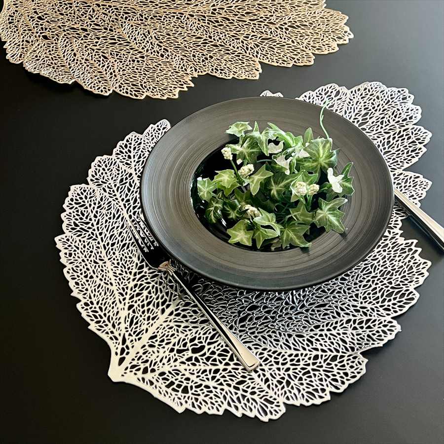 ランチョンマット モダン マット リーフ 2色展開 47X36cm