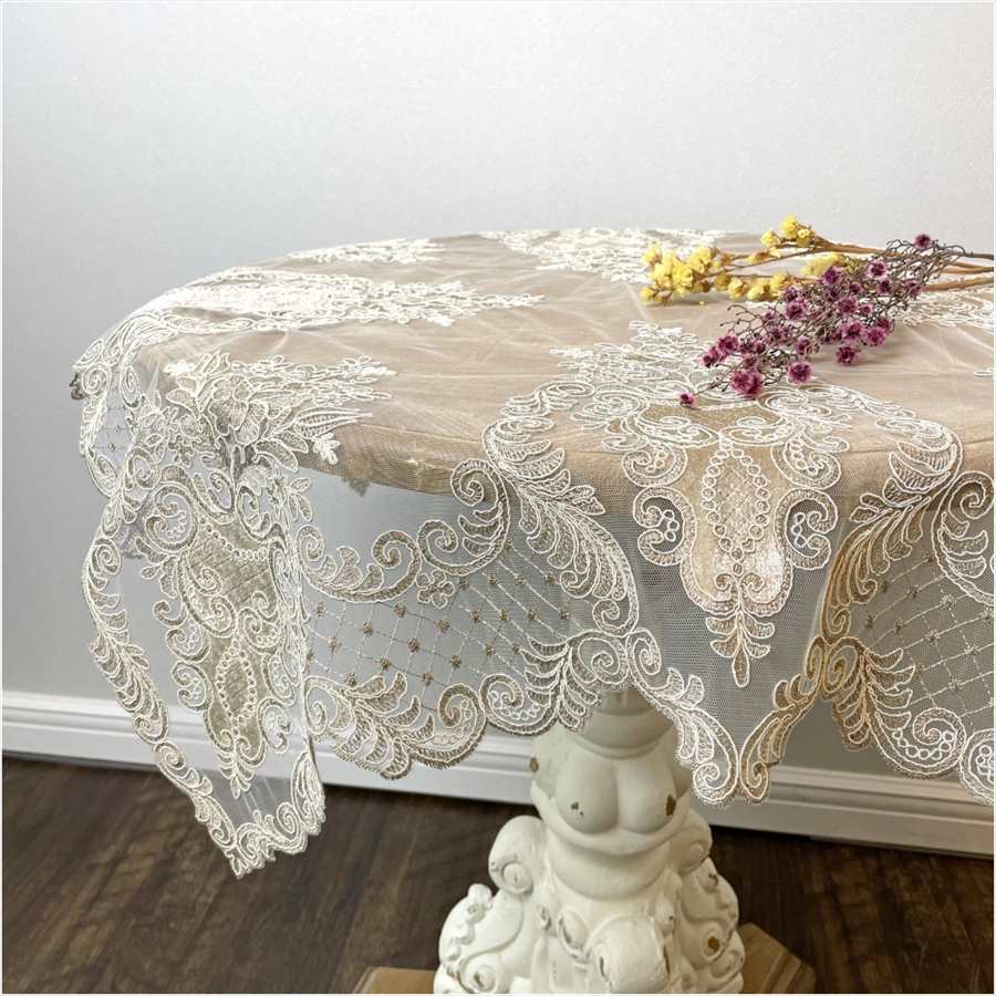 テーブルクロス 85×85cm イタリアンレース ベージュ