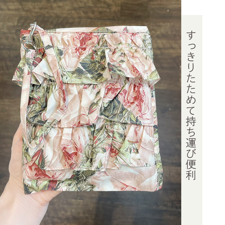 ルドゥーテ田園柄3段フリルエコバッグ Lサイズ