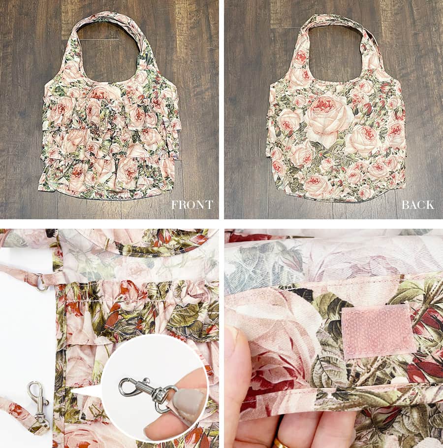 ルドゥーテ田園柄3段フリルエコバッグ Lサイズ