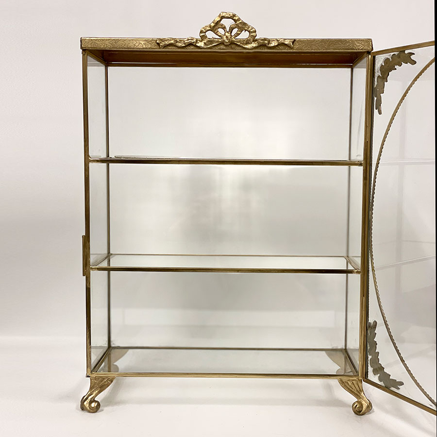 真鍮×ガラス製 コレクションボックス（扉開閉式）2色展開