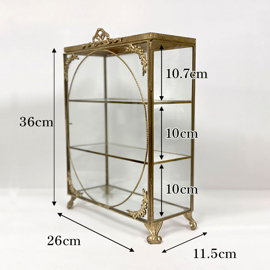 真鍮×ガラス製 コレクションボックス（扉開閉式）2色展開