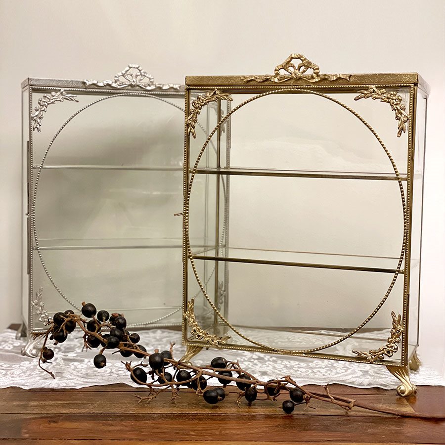 真鍮×ガラス製 コレクションボックス（扉開閉式）2色展開