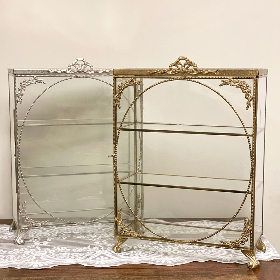 真鍮×ガラス製 コレクションボックス（扉開閉式）2色展開