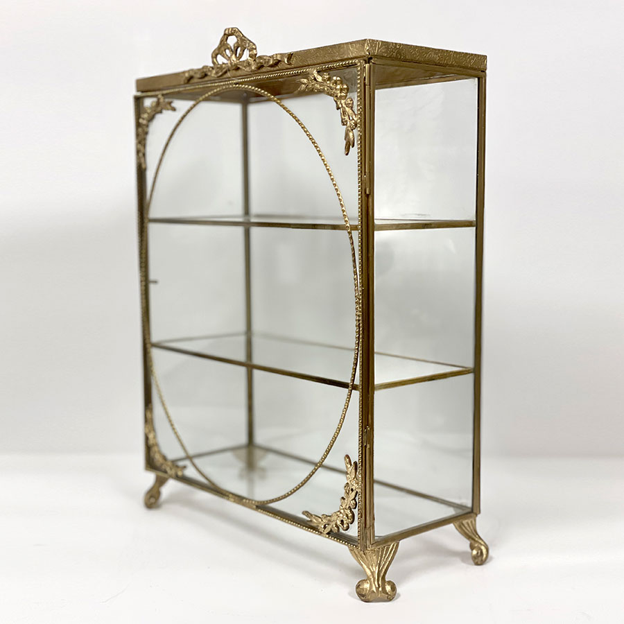 真鍮×ガラス製 コレクションボックス（扉開閉式）2色展開