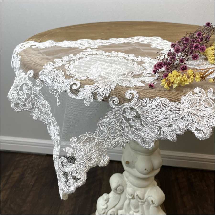 【送料無料レース】ドイリー40×40cm イタリアンレース ホワイト テーブルセンター