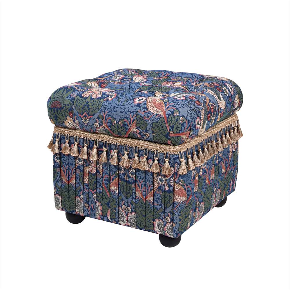 スツールボックス イチゴ泥棒 ジェニファーテイラー 33032SB-VI02 楽天市場】オットマン 収納付き 収納ベンチ いちご泥棒柄 モリス