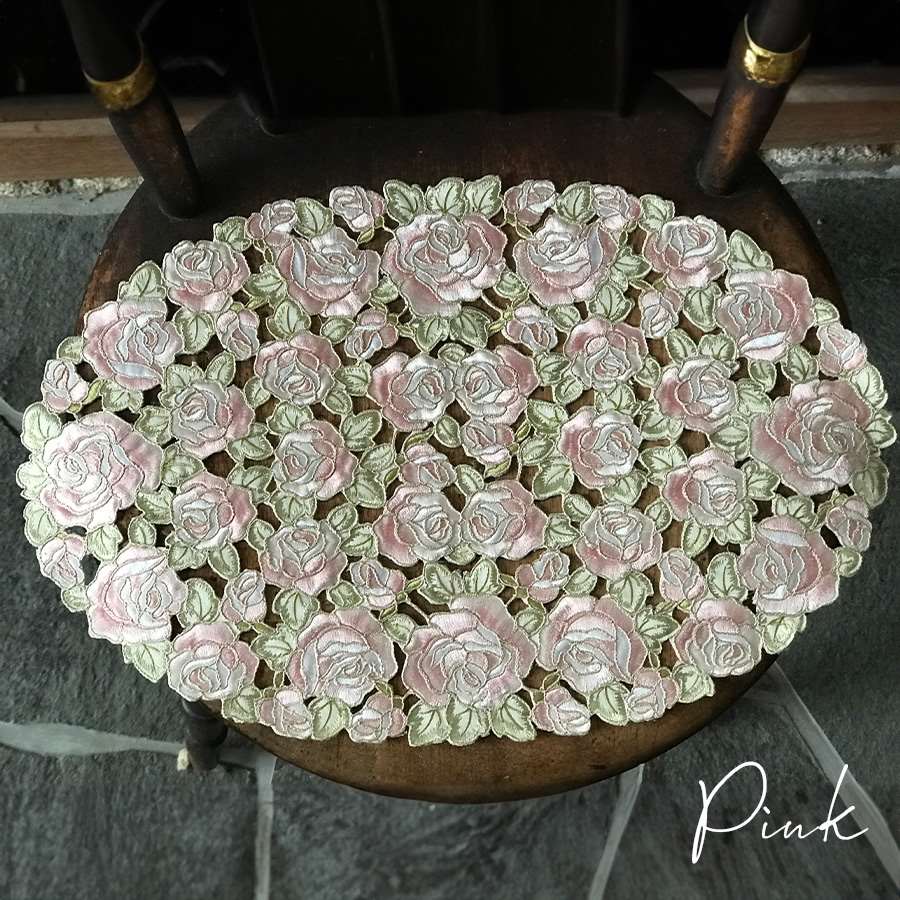 選べる３色 テーブルセンター 30x45cm all embroidery rose2