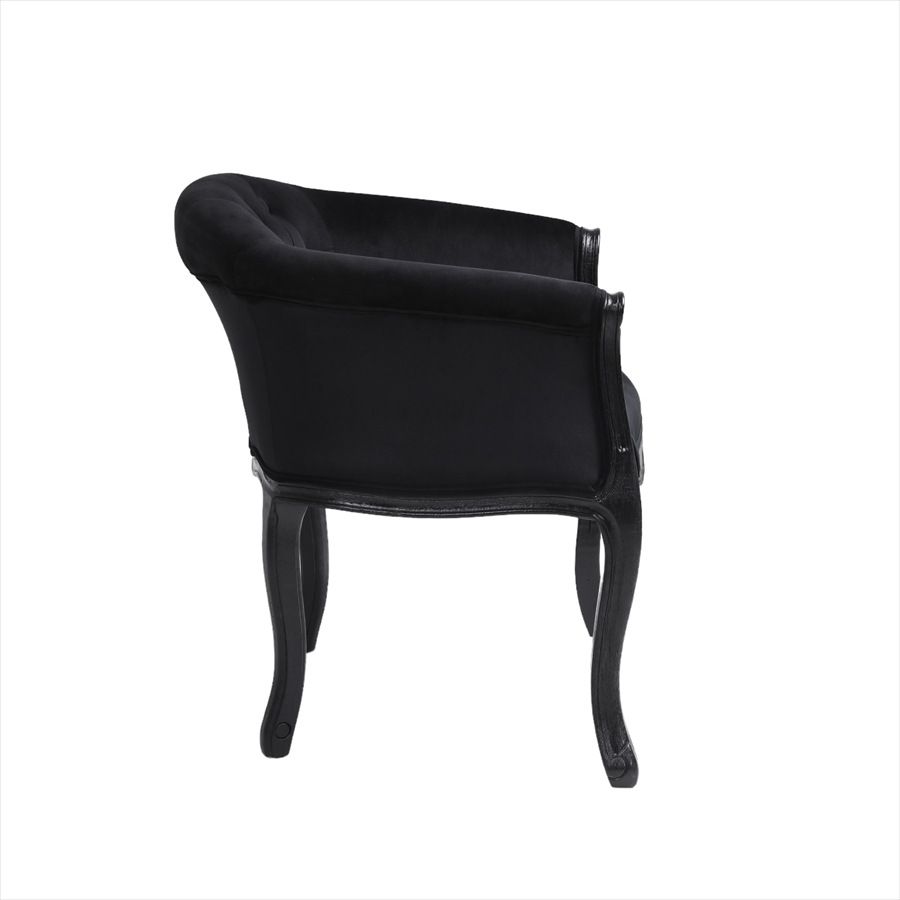 1人掛け ボタン留め ソファ ブラックベルベット