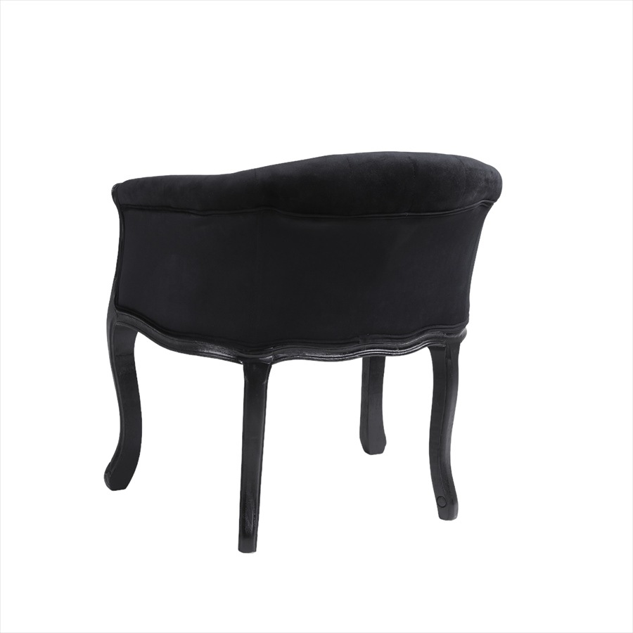 1人掛け ボタン留め ソファ ブラックベルベット