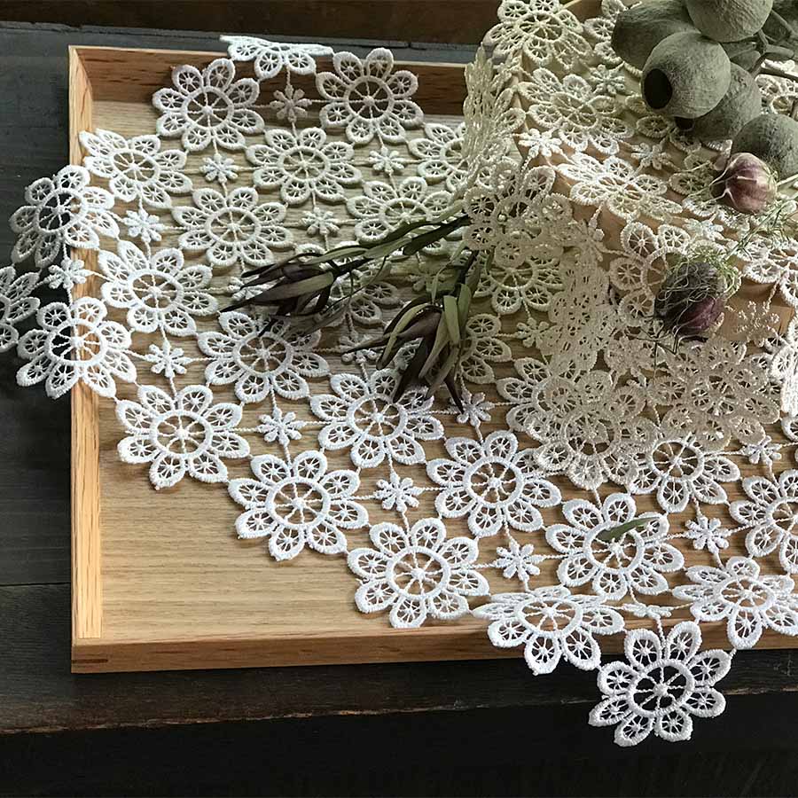 4サイズ展開 all lace カフェカーテン 45x120cm ホワイト