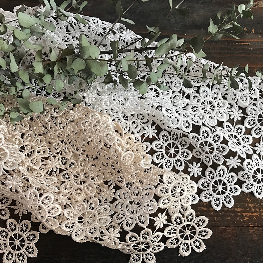 4サイズ展開 all lace カフェカーテン 60x120cm ホワイト