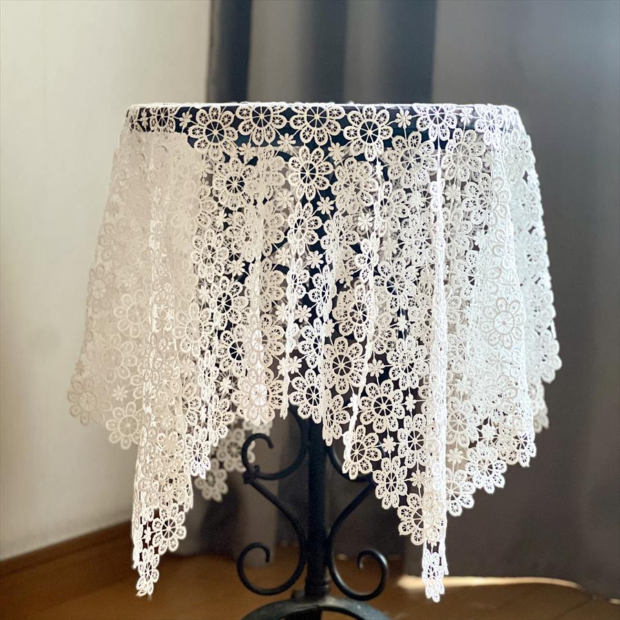 all lace テーブルクロス 90x90cm ホワイト