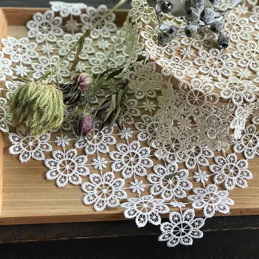 all lace テーブルクロス 90x90cm ホワイト
