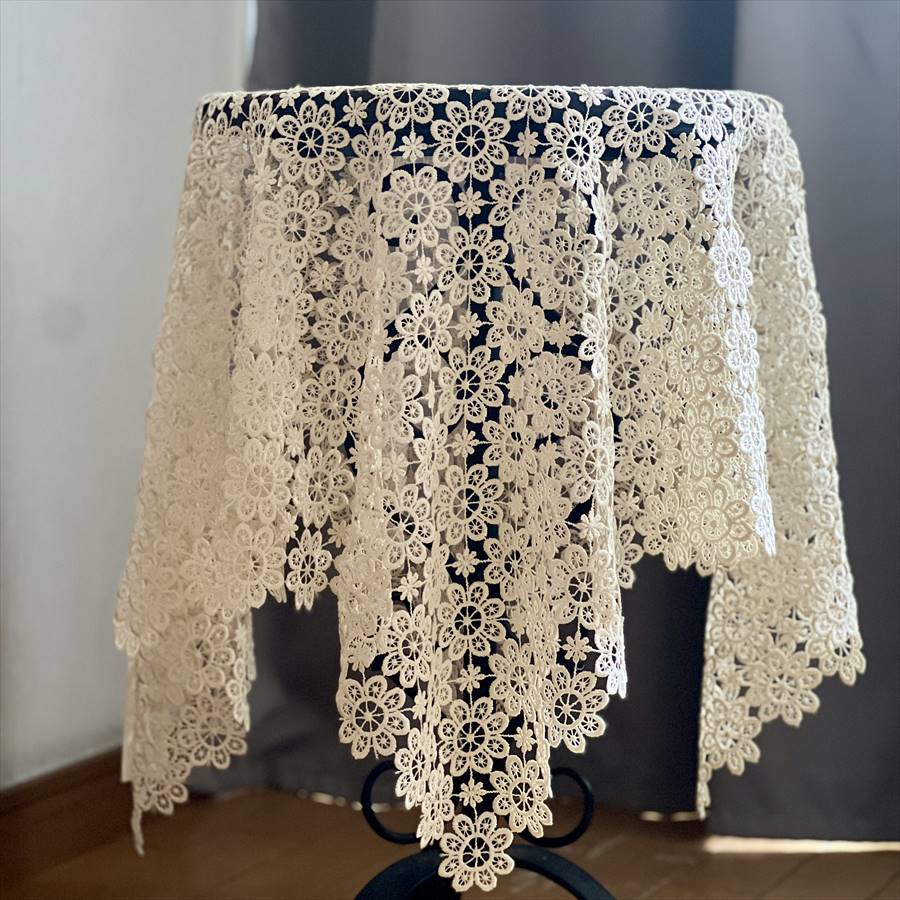 all lace テーブルクロス 90x90cm ホワイト