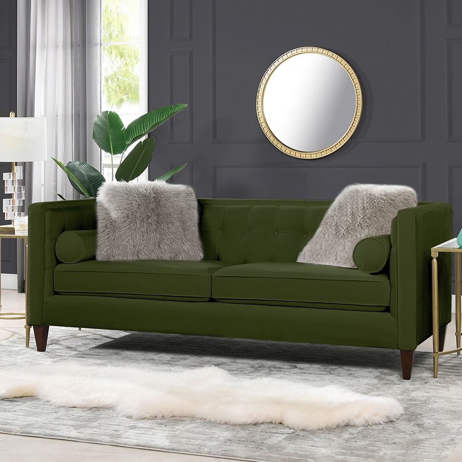 ジェニファーテイラー 3人掛け ソファ Jack 幅213cm ベロア オリーブクリーン 36000SF-V036