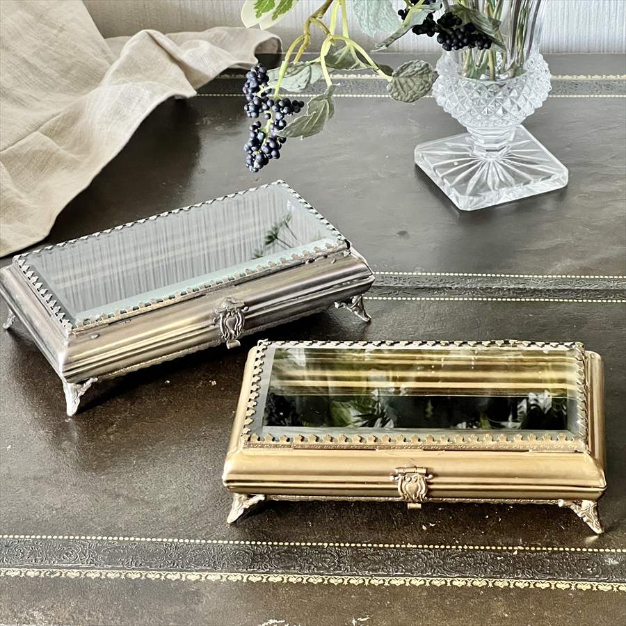 小物入れ シルバー ゴールド 真鍮×ガラス