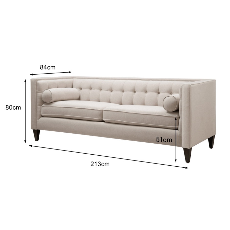 ジェニファーテイラー 3人掛け ソファ Jack 幅213cm リネン風ベージュ 36000SF-970