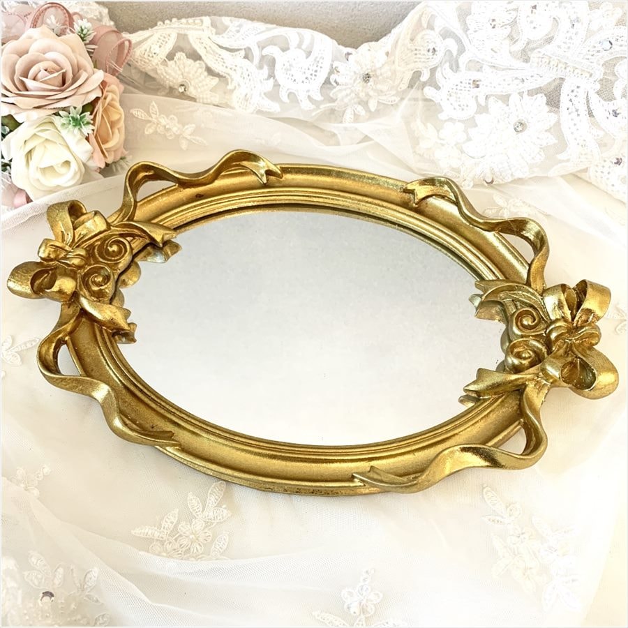 ミラートレイ オーバル  ゴールド 小物入れ