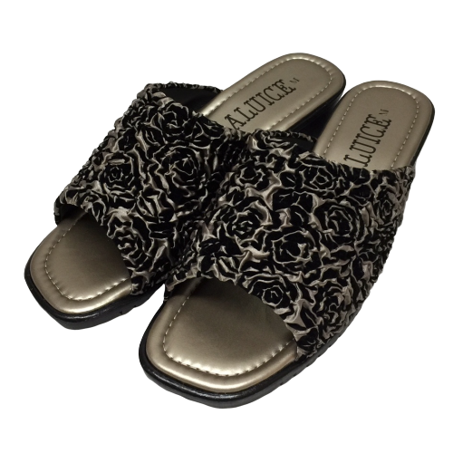 日本製 ローズ柄ミュール