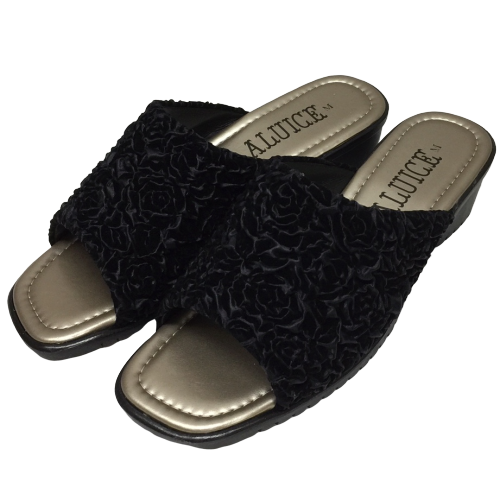 日本製 ローズ柄ミュール