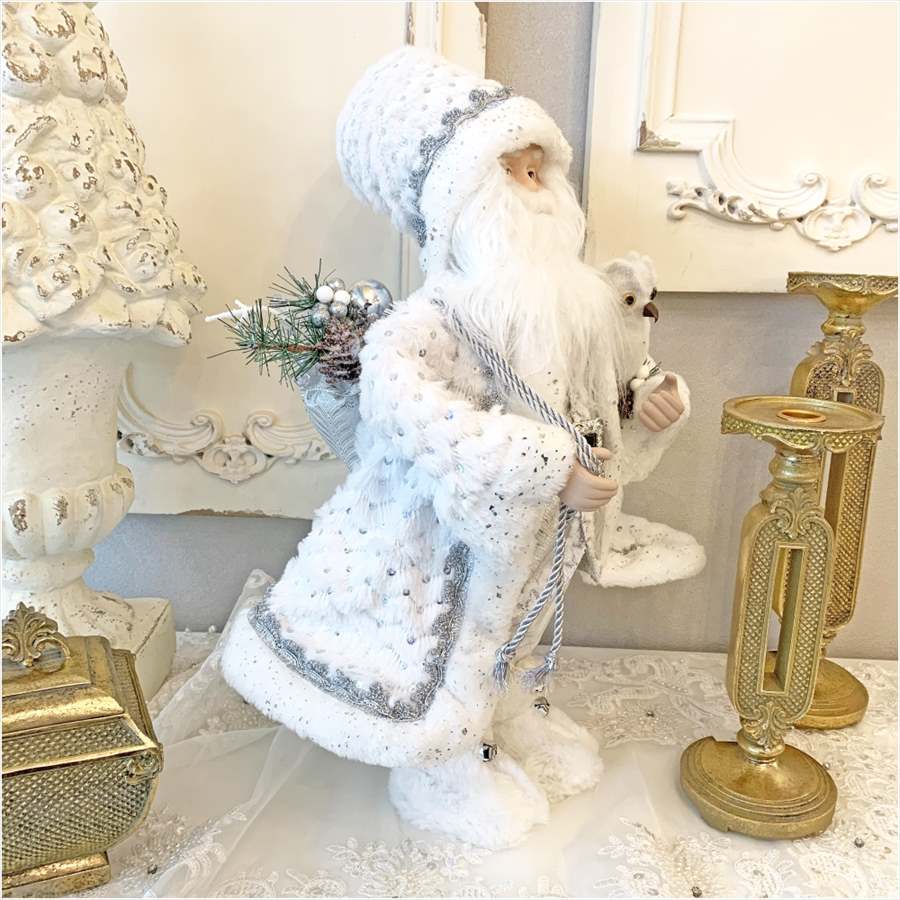 クリスマスサンタ ホワイト 高さ46cm