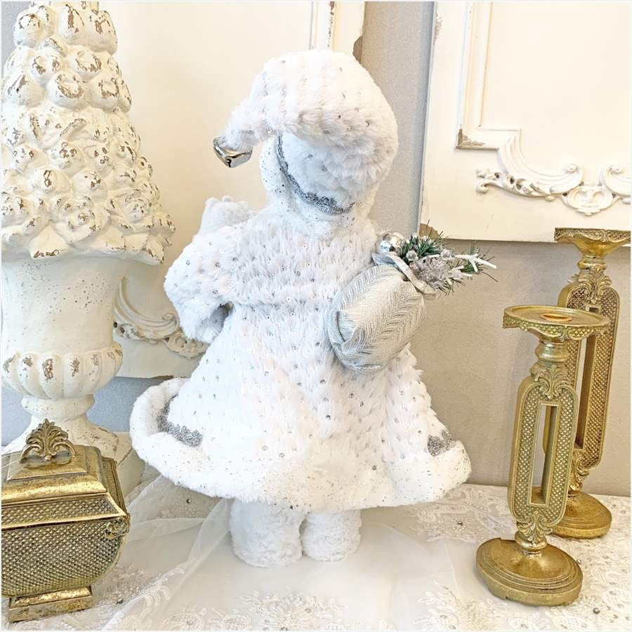 クリスマスサンタ ホワイト 高さ46cm