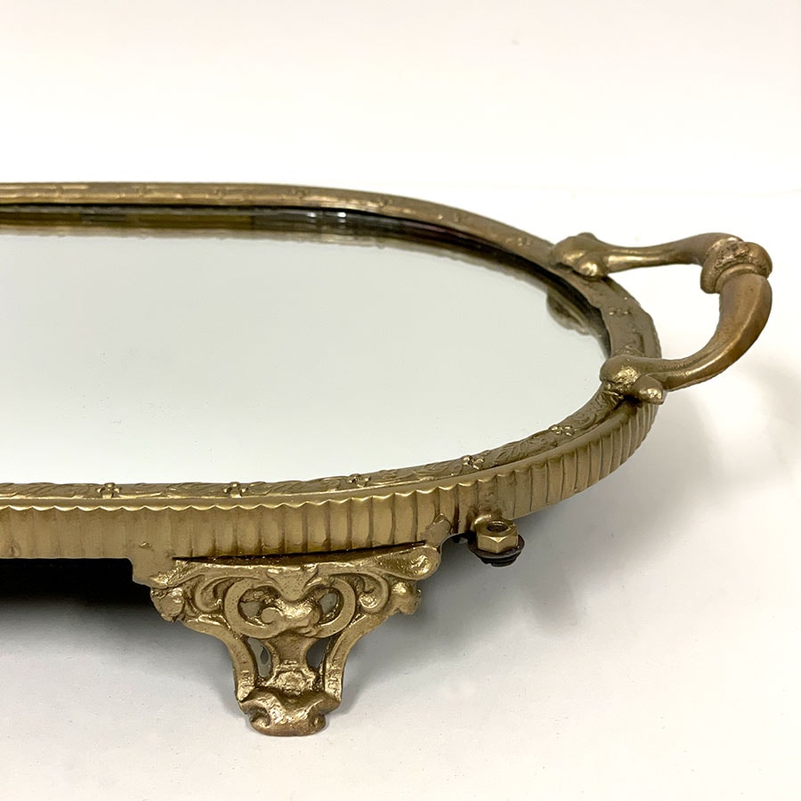 アンティークシェイプミラートレイ 全2色】 真鍮製 アンティーク調 ディスプレイミラートレイ