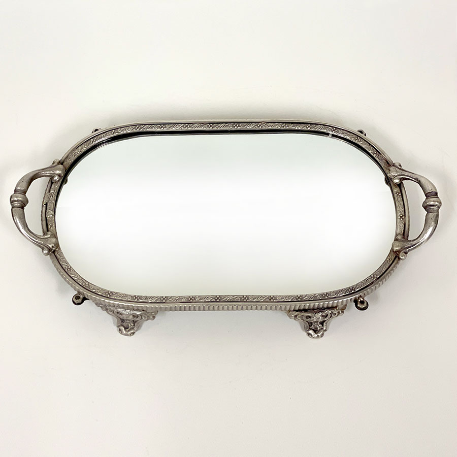 ミラートレー　アンティーク　ドレッサートレイ　バニティ 小物置きトレイ トレー おしゃれ アクセサリー ガラス ミラー