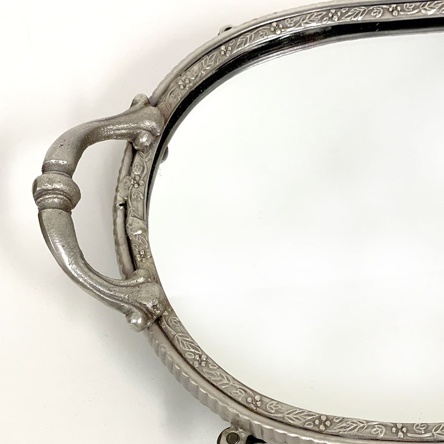 アンティーク　トレー型ミラー 楽天市場】レーストップ・ミラートレイ アンティーク調【COVENT