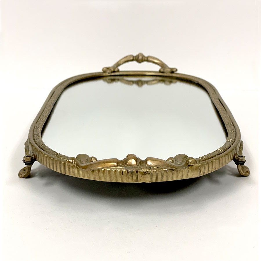 アンティークシェイプミラートレイ クラシック アンティーク ミラートレイ ラウンド